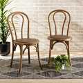 Baxton Studio Dacian Mid-Century Brown Woven Rattan and Walnut Brown Wood Dining Chair Set(2PC) PR 195-2PC-12392-ZORO